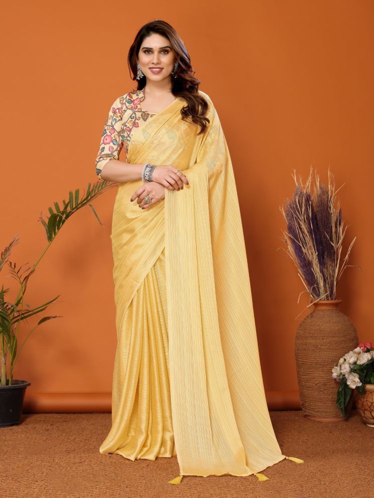     			PHORIA STYLE Pack of 1 Chiffon Printed Saree With Blouse Piece ( Yellow )