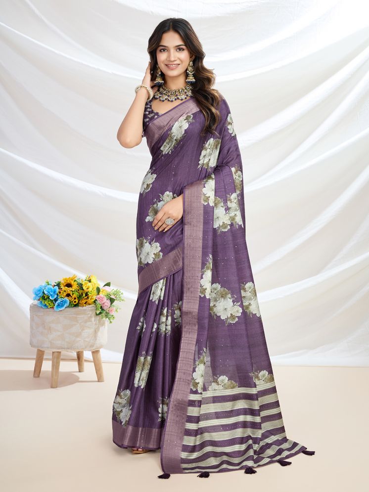     			RekhaManiyar Pack of 1 Silk Blend Printed Saree With Blouse Piece ( Wine )