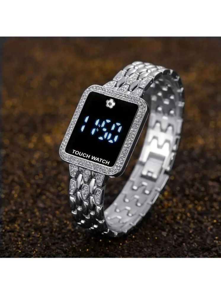     			Rhonium Silver Metal Digital Womens Watch