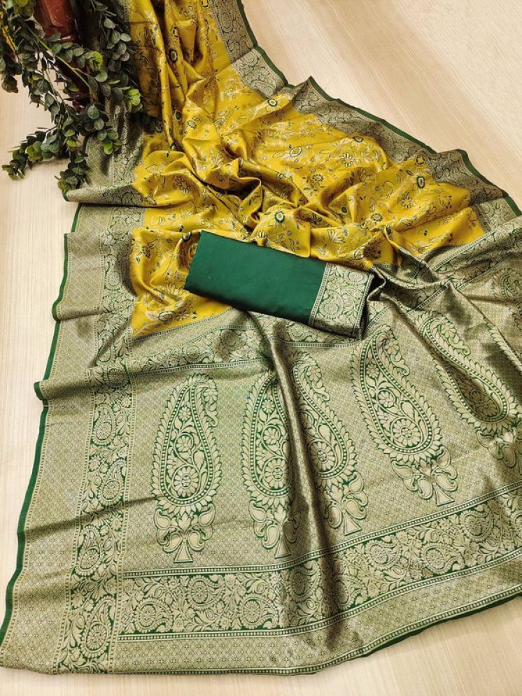     			Sanwariya Silks Pack of 1 Silk Blend Woven Saree With Blouse Piece ( Yellow )