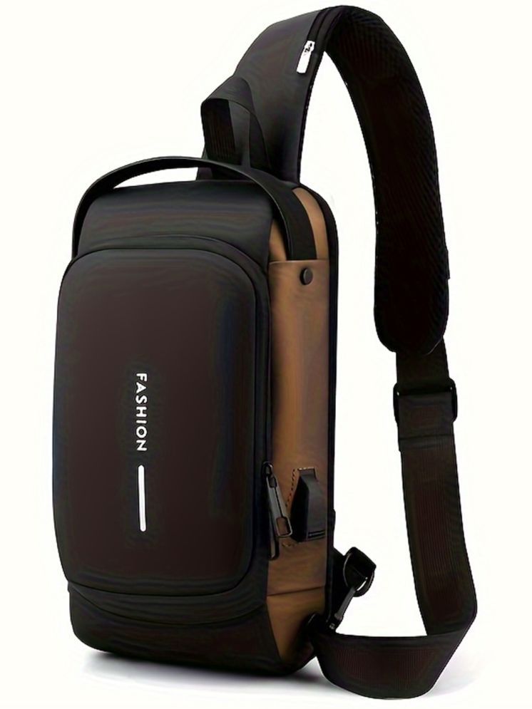     			Shopeleven Black Solid Messenger Bag