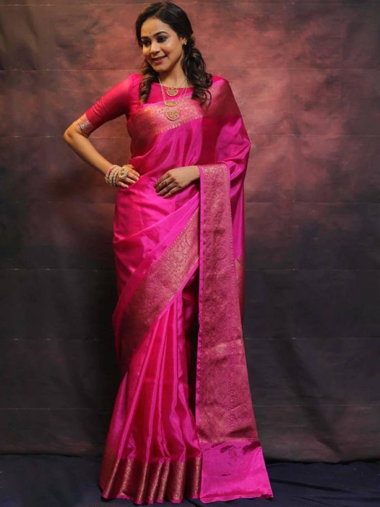     			Sitanjali Lifestyle Pack of 1 Silk Blend Self Design Saree With Blouse Piece ( Pink )