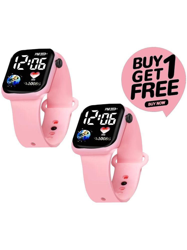     			THMT Pink Plastic Digital Womens Watch