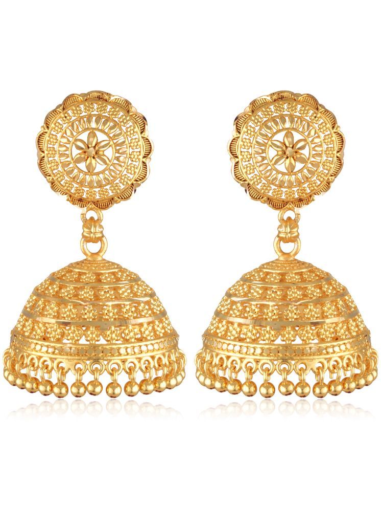     			Vighnaharta Golden Jhumki Earrings ( Pack of 1 )