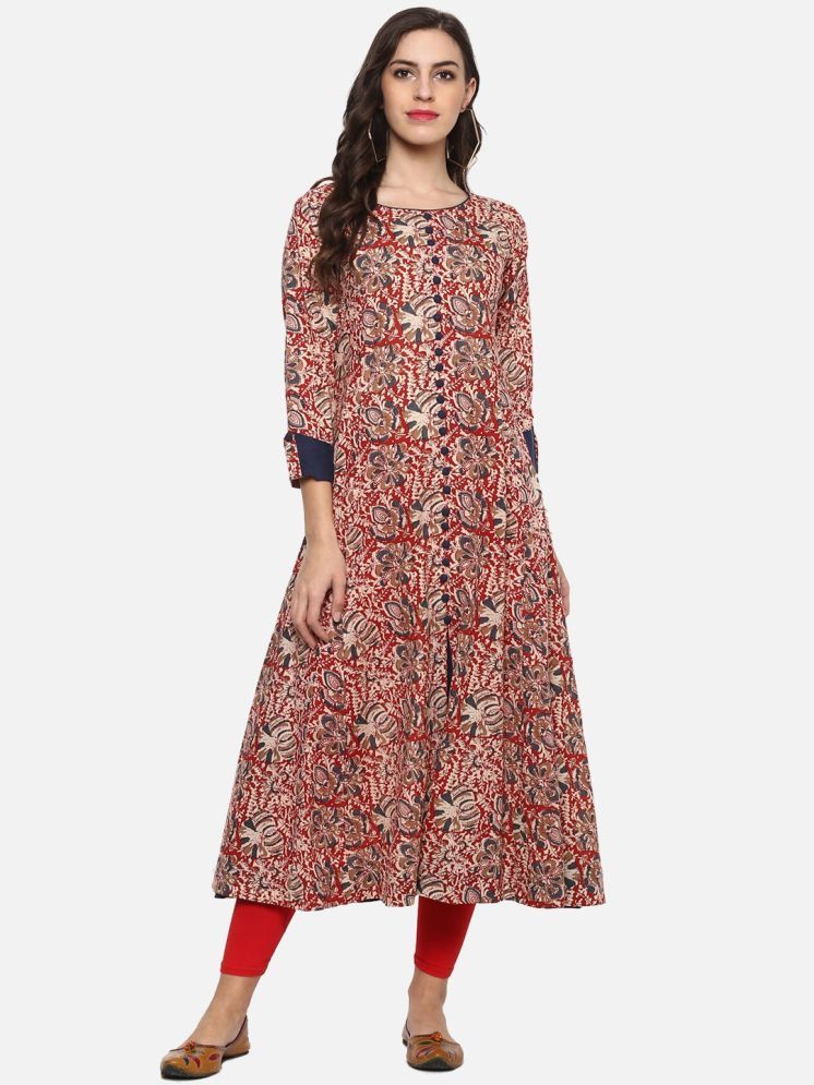     			Yash Gallery Pack of 1 Cotton Printed Anarkali Women's Kurti - ( Red )