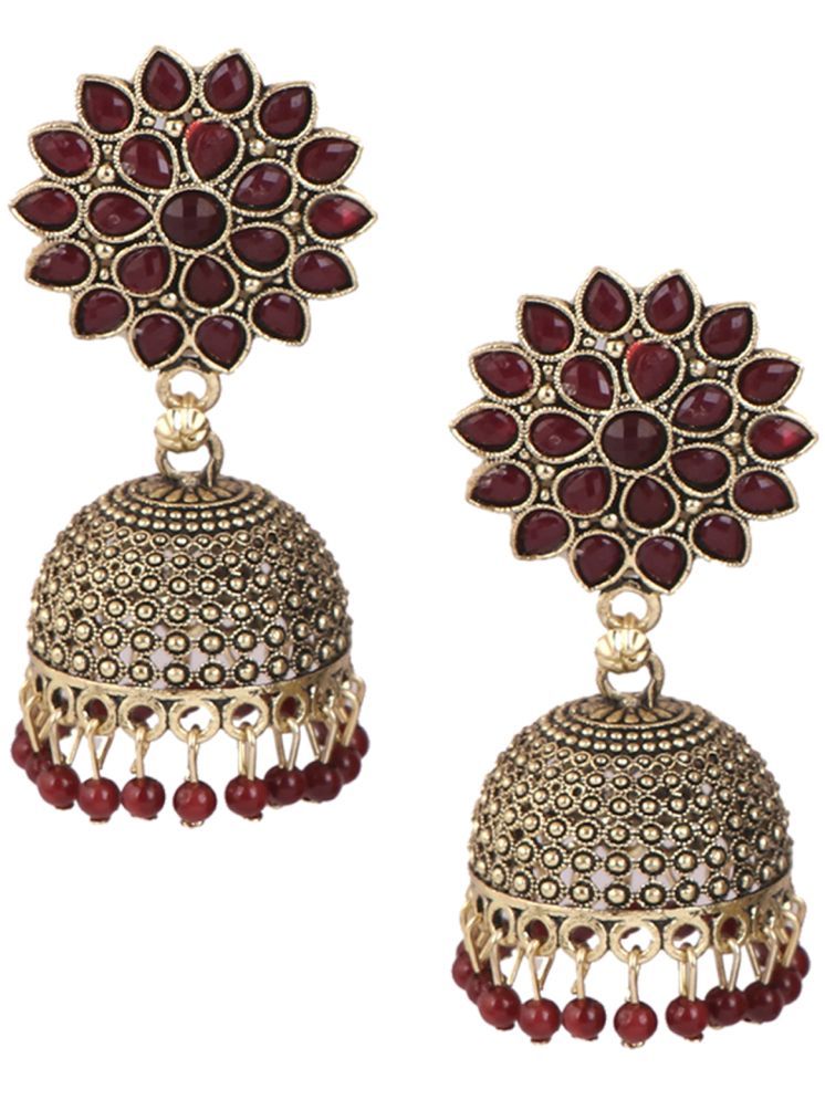     			Keviv Maroon Jhumki Earrings ( Pack of 1 )