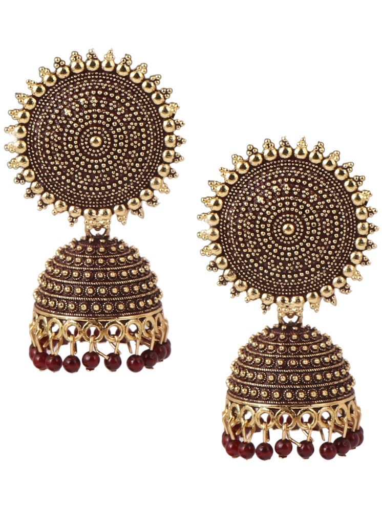     			Keviv Maroon Jhumki Earrings ( Pack of 1 )