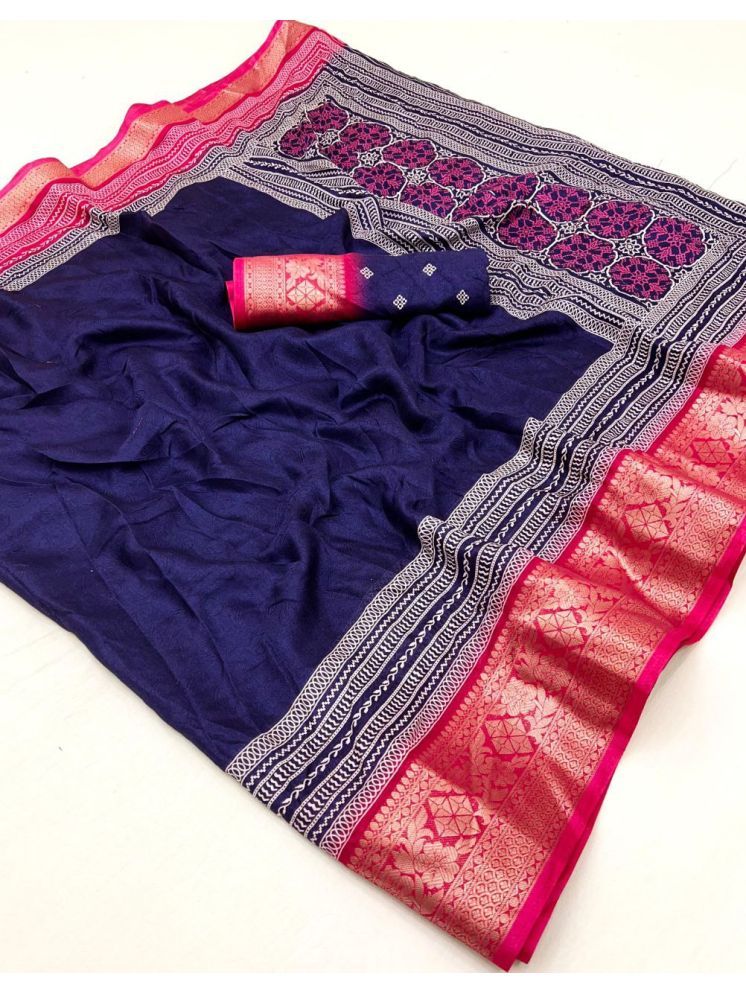     			Arkia Pack of 1 Georgette Embellished Saree With Blouse Piece ( Navy Blue )