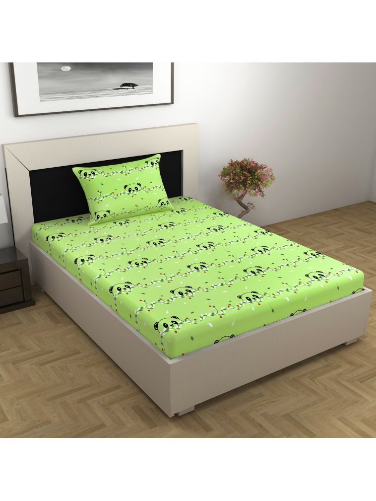     			DIVINE CASA Printed Bedding set for Unisex ( 224 cm (88") X 142 cm (56") ) - Green ( Single )