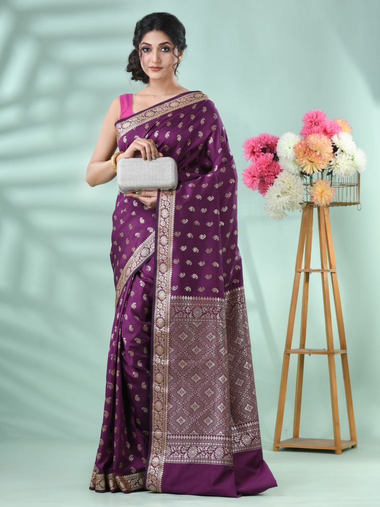     			Desh Bidesh Pack of 1 Silk Woven Saree With Blouse Piece ( Purple )