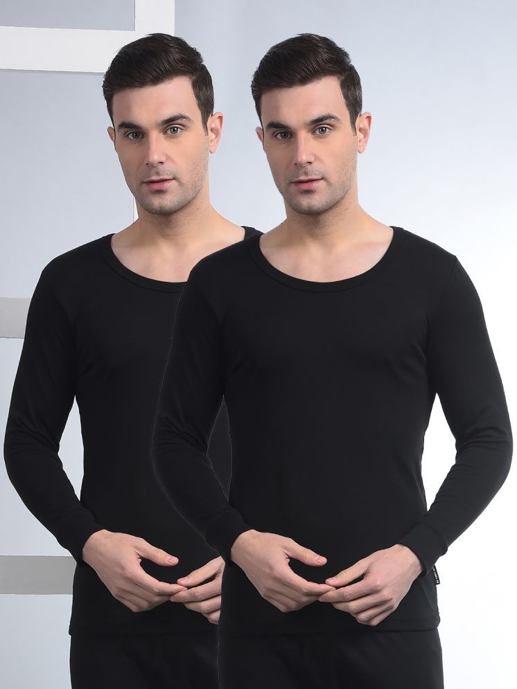     			Force NXT Pack of 2 Cotton Blend Thermal Tops For Men's ( Black )