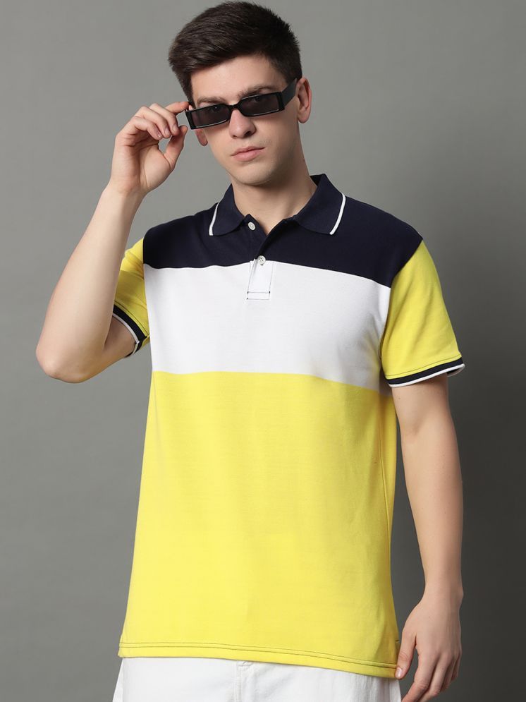     			GET GOLF Pack of 1 Cotton Blend Regular Fit Colorblock Half Sleeves Men's Polo T Shirt ( Yellow )