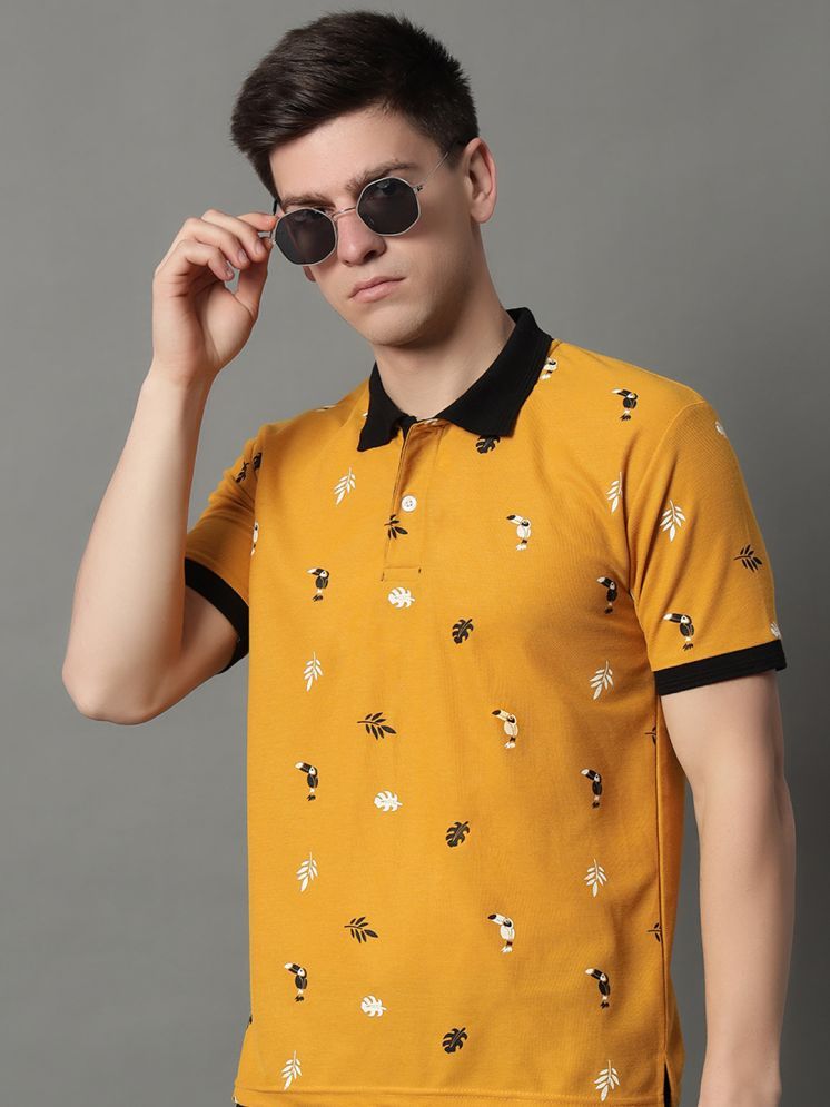     			GET GOLF Pack of 1 Cotton Blend Regular Fit Printed Half Sleeves Men's Polo T Shirt ( Mustard )