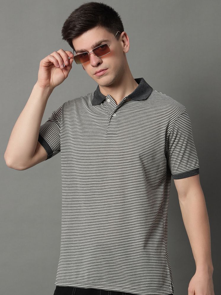     			GET GOLF Pack of 1 Cotton Blend Regular Fit Striped Half Sleeves Men's Polo T Shirt ( Grey )