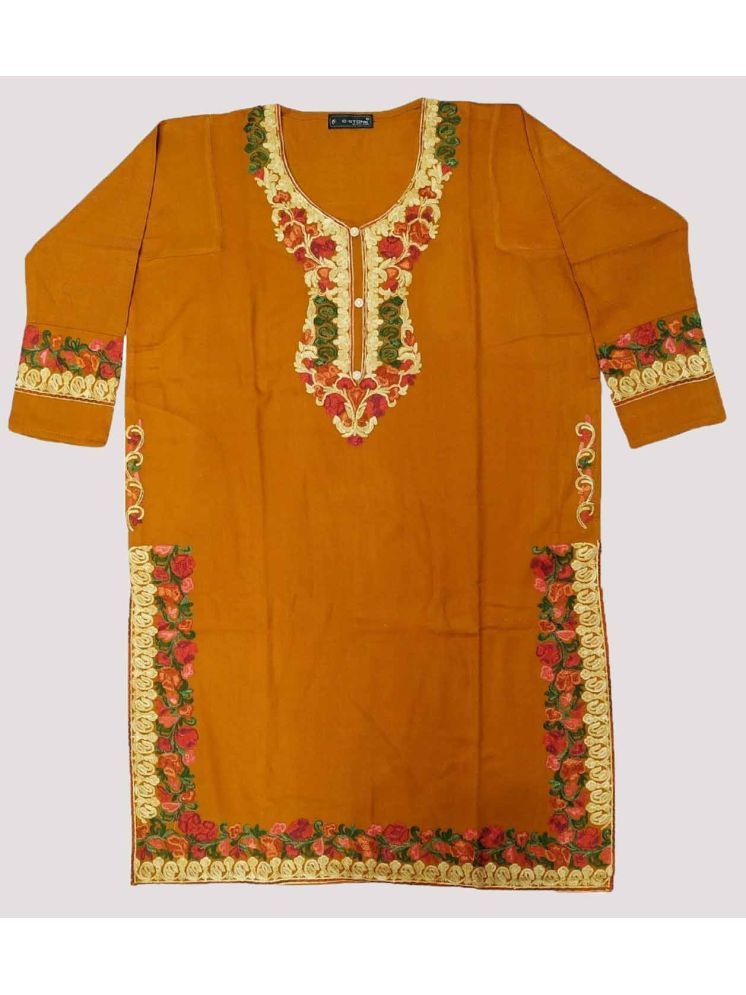     			KASHMIRI Pack of 1 Woollen Embroidered Phiran Women's Kurti - ( Mustard )