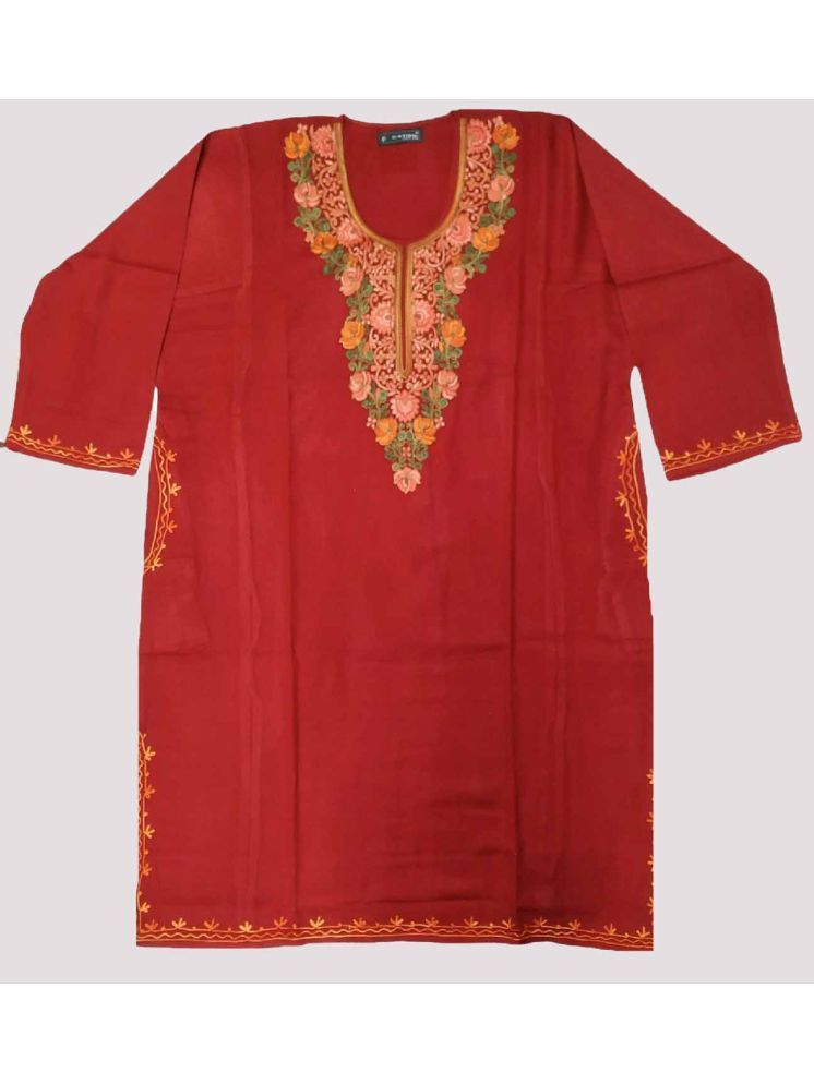     			KASHMIRI Pack of 1 Woollen Embroidered Phiran Women's Kurti - ( Maroon )