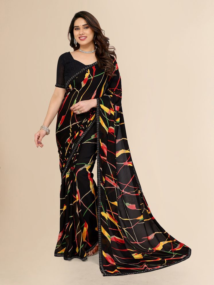     			Kashvi Sarees Pack of 1 Georgette Printed Saree With Blouse Piece ( Black )