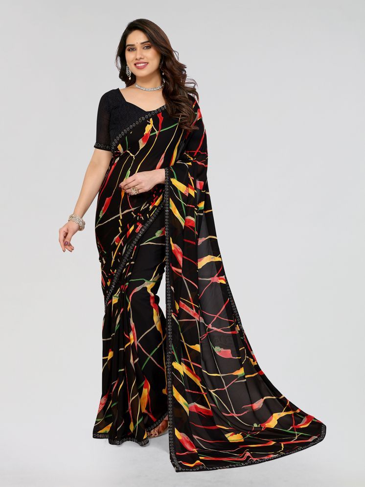     			Kashvi Sarees Pack of 1 Georgette Printed Saree With Blouse Piece ( Black )