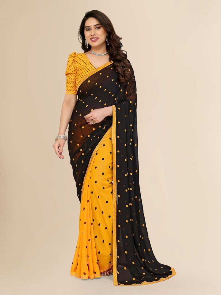     			Kashvi Sarees Pack of 1 Georgette Printed Saree With Blouse Piece ( Yellow )