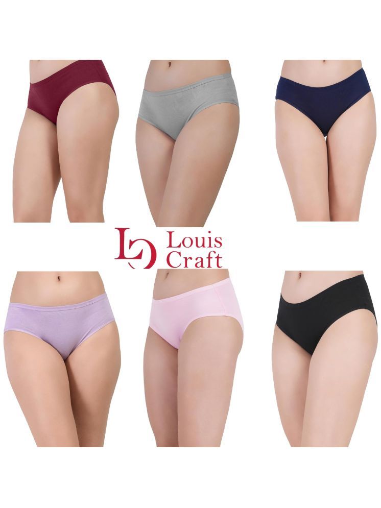     			Louis Craft Pack of 6 Cotton Lycra Hipster For Women ( Multicolor )