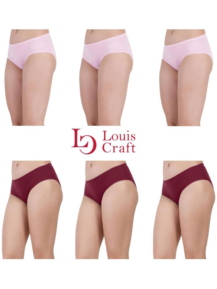     			Louis Craft Pack of 6 Cotton Lycra Hipster For Women ( Multicolor1 )