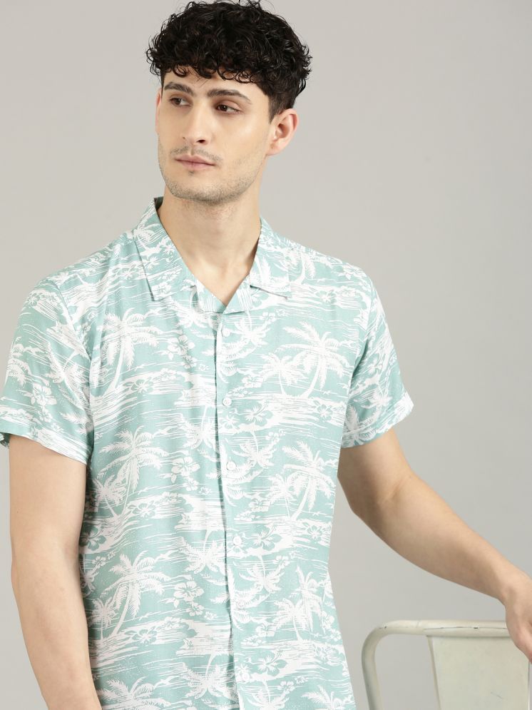     			Lucky Roger Rayon Regular Fit Printed Half Sleeves Men's Casual Shirt - Green ( Pack of 1 )