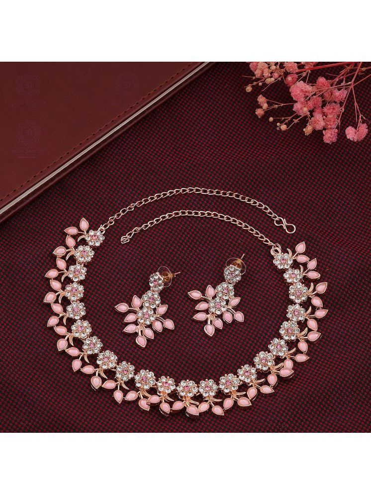     			Padmavati Bangles Pink Alloy Necklace Set ( Pack of 1 )