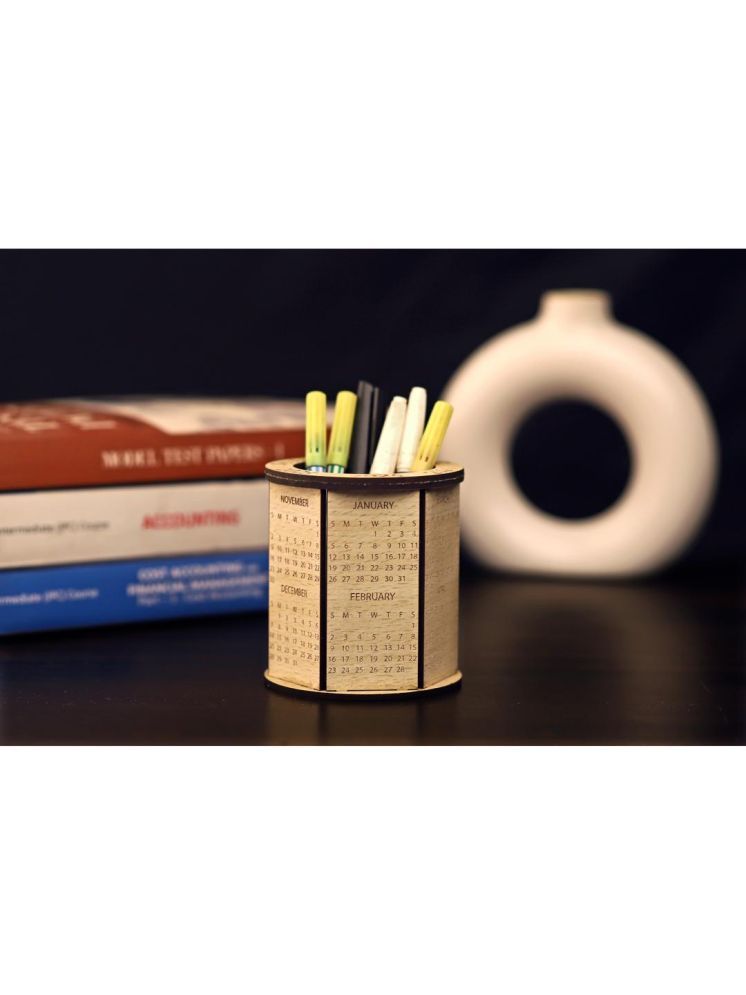     			Round Pen Stand With Wooden Box For Office And School