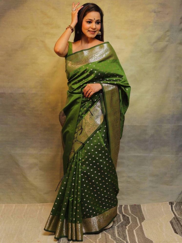     			Sanjana Silks Pack of 1 Silk Blend Embellished Saree With Blouse Piece ( Green )