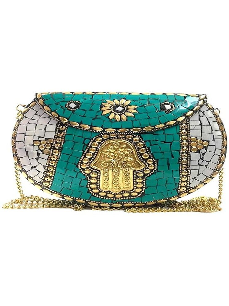     			Shakuntla Vintage Green Metal Crossbody