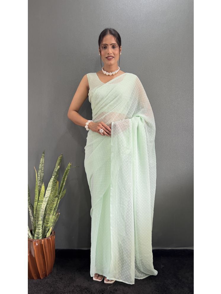     			Sidhidata Pack of 1 Georgette Self Design Saree With Blouse Piece ( Light Green )