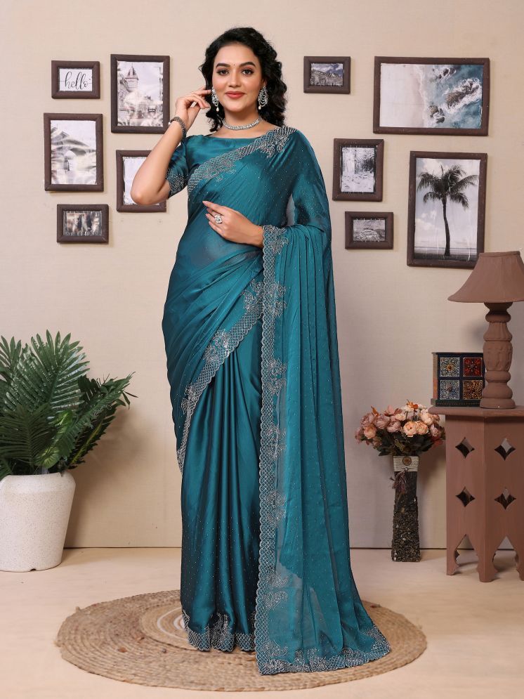     			Sindharat Fashion Pack of 1 Polyester Embellished Saree With Blouse Piece ( Teal )