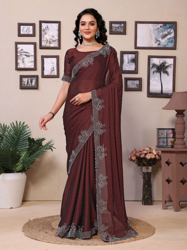     			Sindharat Fashion Pack of 1 Polyester Embellished Saree With Blouse Piece ( Brown )