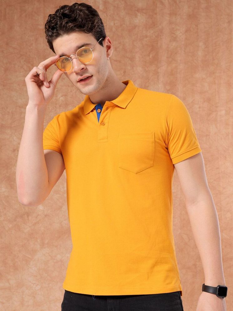     			The Indian Garage Co. Pack of 2 Cotton Blend Regular Fit Solid Half Sleeves Men's Polo T Shirt ( Mustard )