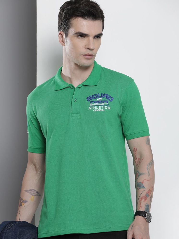     			The Indian Garage Co. Pack of 1 Cotton Blend Regular Fit Printed Half Sleeves Men's Polo T Shirt ( Green )