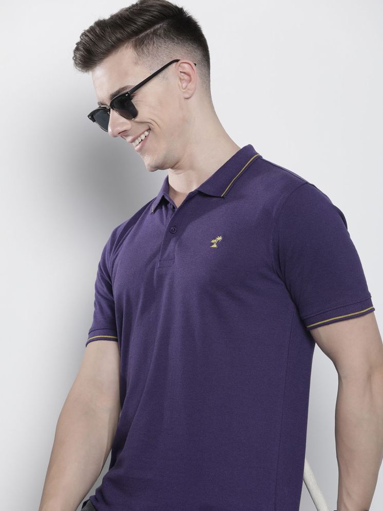     			The Indian Garage Co. Pack of 1 Cotton Blend Regular Fit Solid Half Sleeves Men's Polo T Shirt ( Purple )