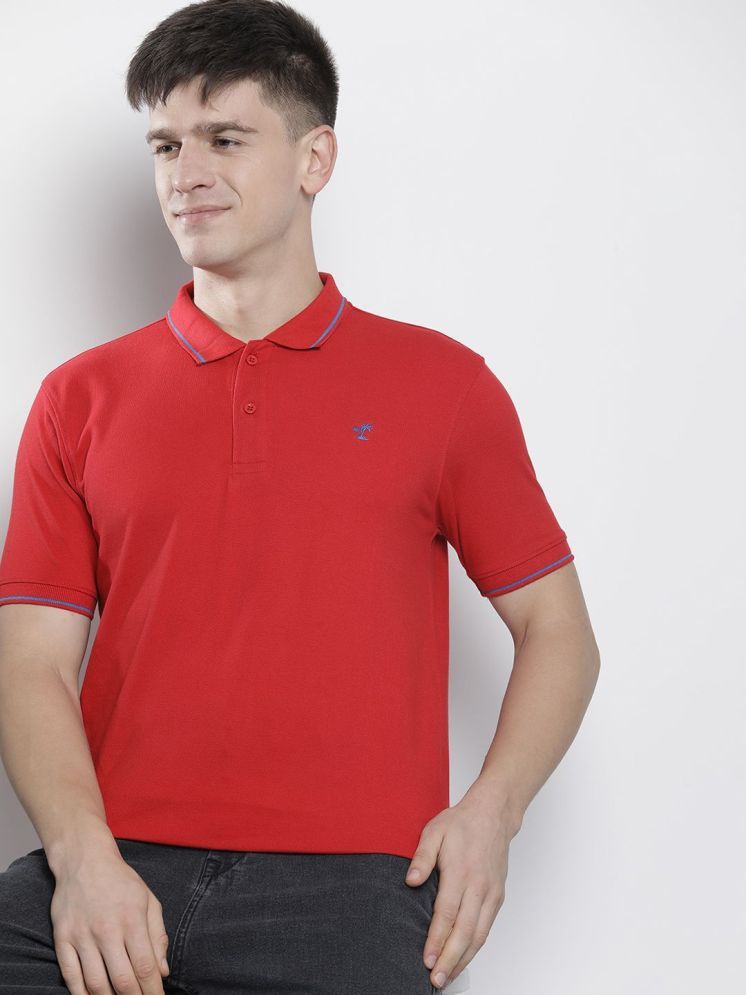     			The Indian Garage Co. Pack of 1 Cotton Blend Regular Fit Solid Half Sleeves Men's Polo T Shirt ( Red )