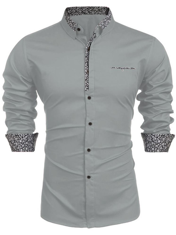     			WEBRIC Cotton Blend Regular Fit Printed Full Sleeves Men's Casual Shirt - Light Grey ( Pack of 1 )