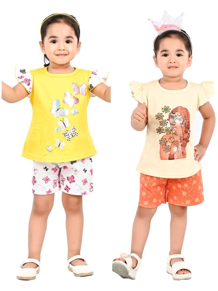     			s muktar garments Pack of 2 Baby Girls Cotton Blend Top With Shorts ( Multicolor )