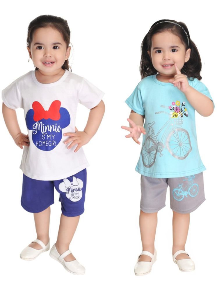     			s muktar garments Pack of 2 Baby Girls Cotton Blend Top With Shorts ( Multicolor )