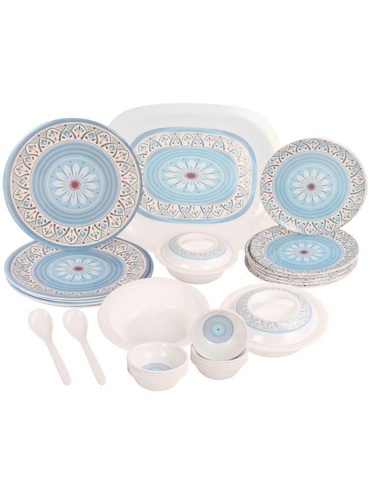     			Abon Recon Printed Melamine Dinner Set ( Pack of 32 ) Light Blue