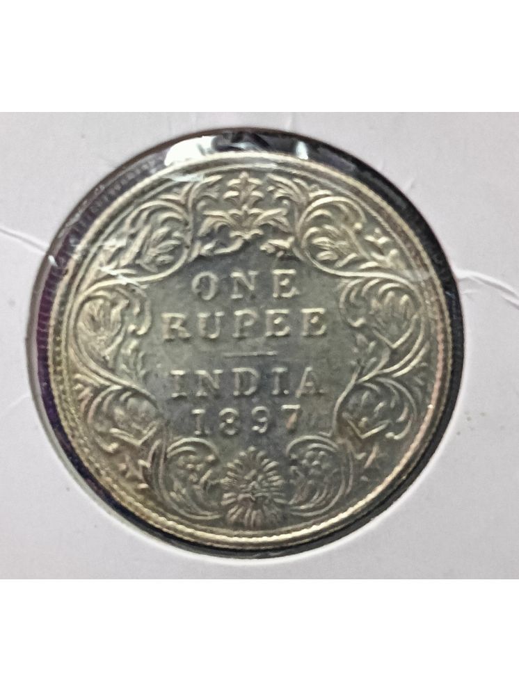     			British India One Rupee 1897 Victoria Silver Coin