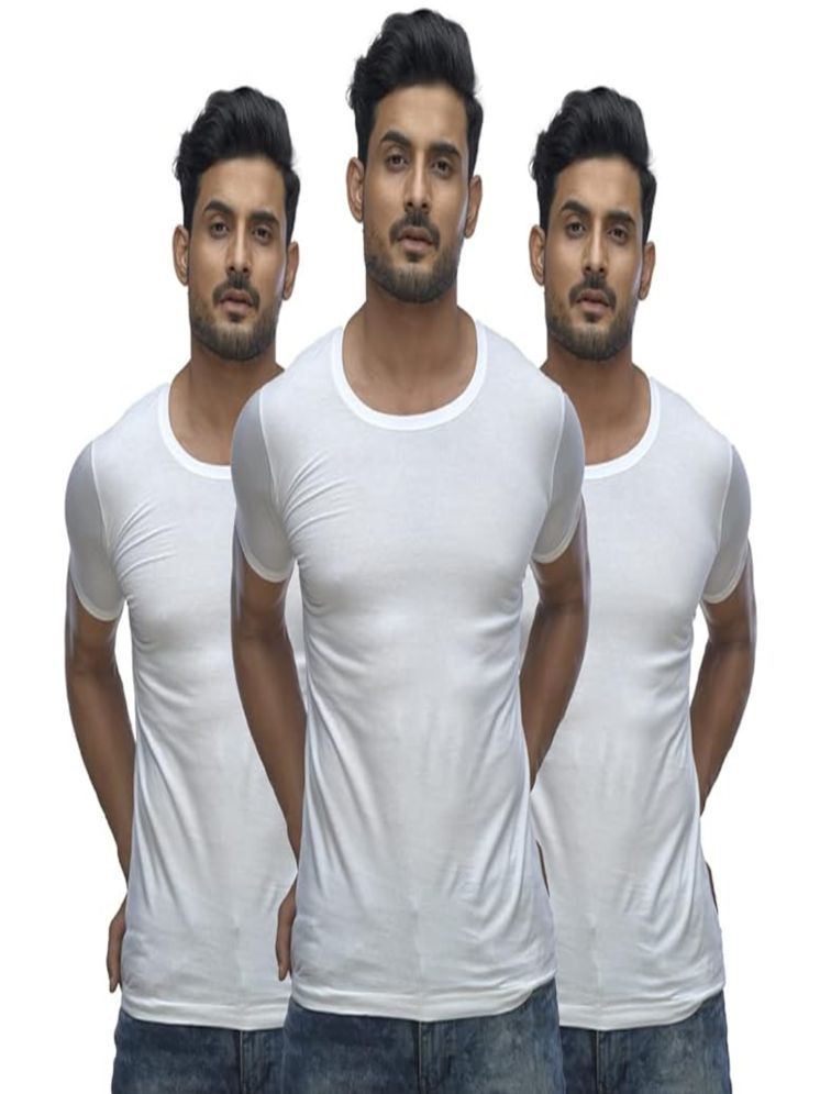     			D1 DIFFERENT ONE Pack of 3 Cotton Basic Vest For Men ( White )