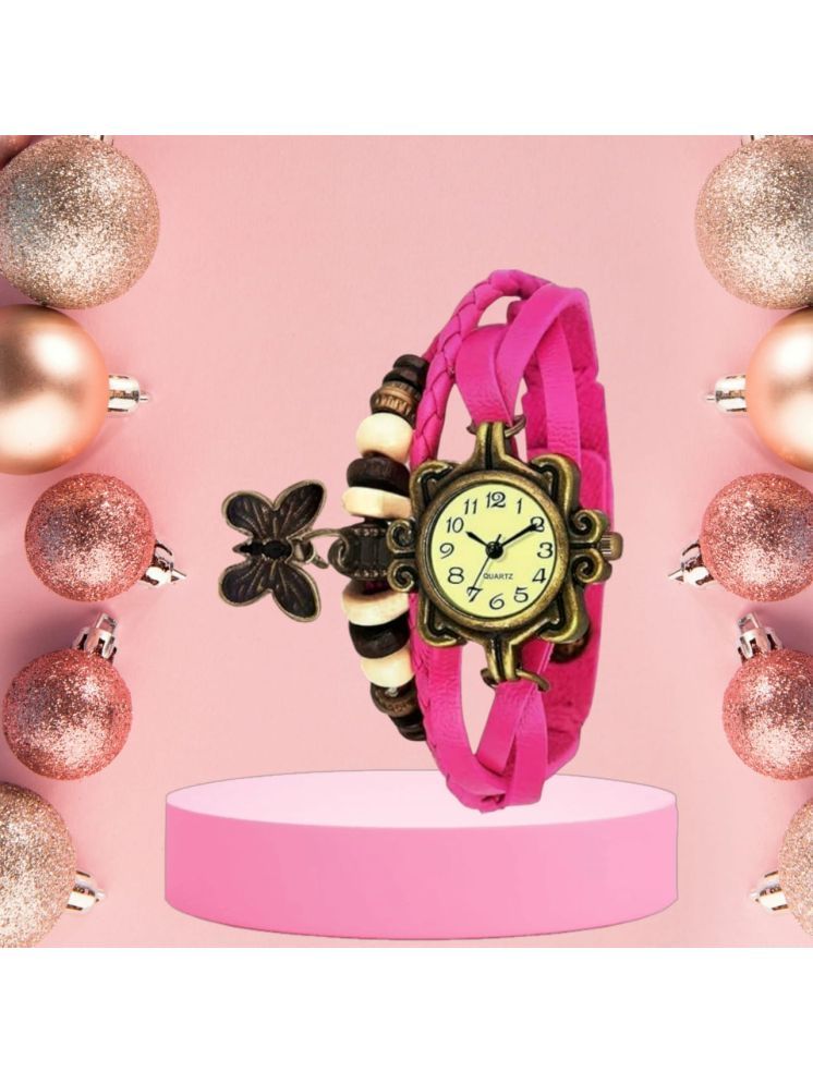     			DECLASSE Pink Leather Analog Womens Watch