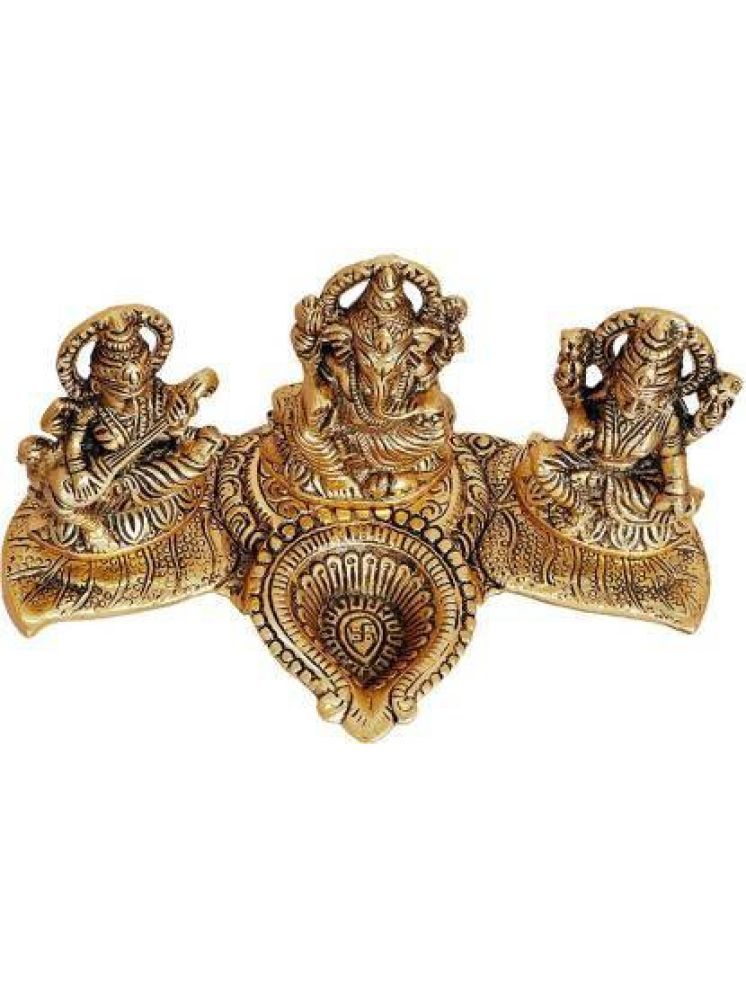     			Fashion Bizz Lord Lakshmi Ganesha Saraswati Idol With Diya Decorative Showpiece - 10 cm