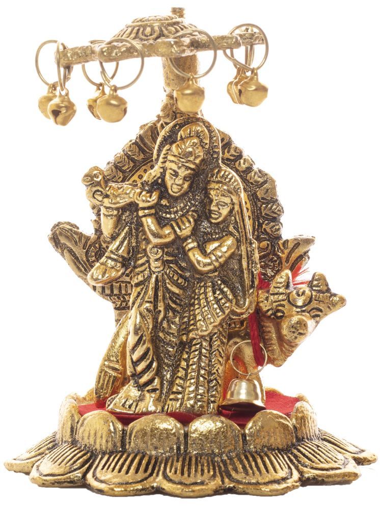     			Fashion Bizz Metal Lord Radha Krishna Standing On Lotus Decorative Showpiece - 11 cm