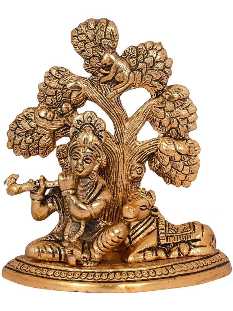     			Fashion Bizz Metal Lord Radha Krishna Standing Under Tree Shaped Base In Antique Gold Finish