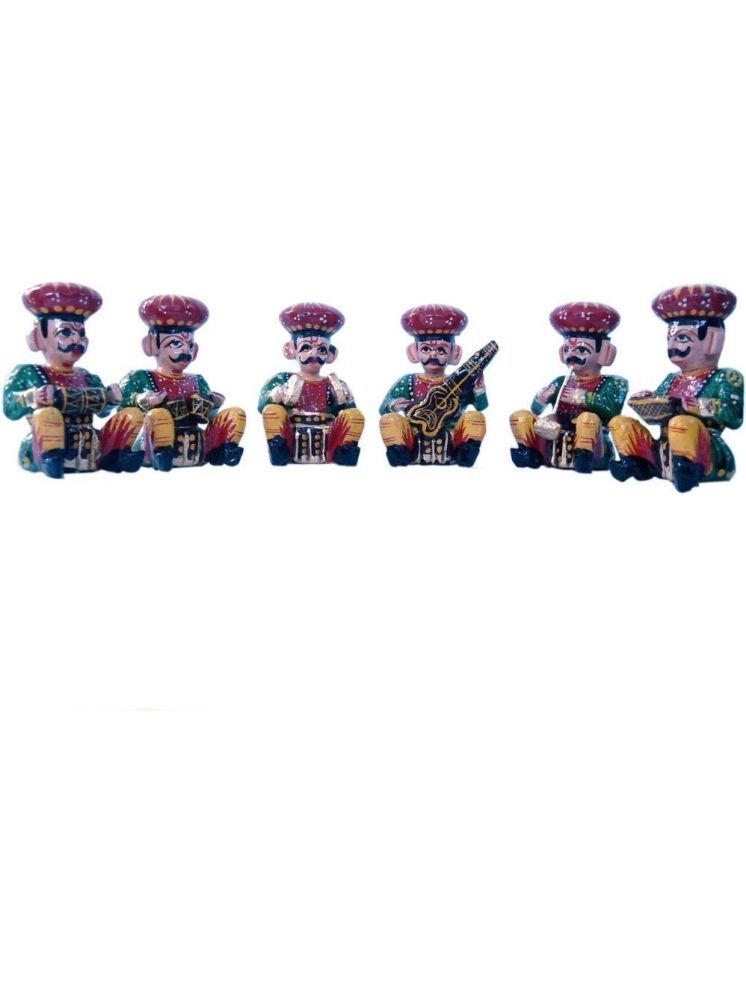     			Fashion Bizz Rajasthani Wooden Musician Bawla Decorative Showpiece - 5.4 cm, Pack of 6