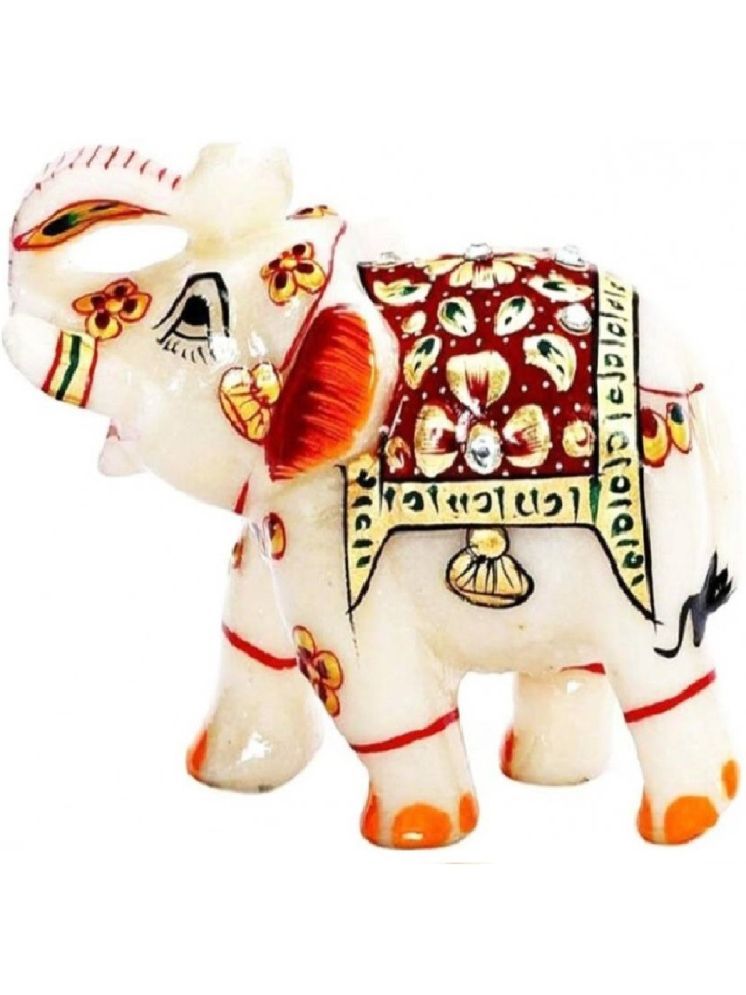     			Fashion Bizz Handicraft Home Decor Marble Meenakari Elephant Decorative Showpiece - 7 cm