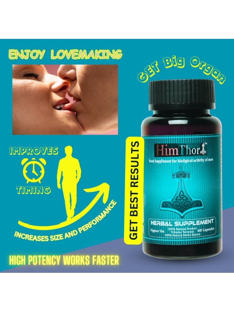     			HimThor Testo Booster For Men Size enhances, Muscle increase and Energy booster 60 Veg Capsule